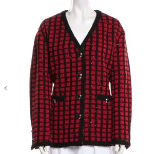Miu Miu Red and Black Checkered Blazer Size IT 36